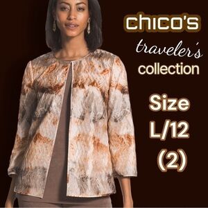 CHICO’S Travelers Collection Pleated Artisan Jacket Size Large 12 Chico’s (2)